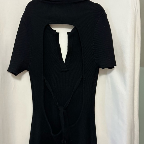 Abbeline Black Open Back Ribbed Knit Collard Dress Size Medium - Picture 5 of 10